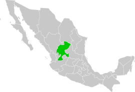 Zacatecas elhelyezkedése Mexikón belül