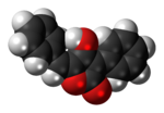 Space-filling model of the (E)-pulvinone molecule