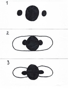 Schéma de l'évolution de l'observation de Saturne par Galilée