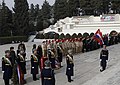 A wreath laying ceremony in the park.