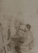 Վլադիմիր Չերտկով: Նիկոլայ Յարոշենկոն՝ «Տաք երկրներում» նկարի վրա աշխատելիս, 1890 թվական