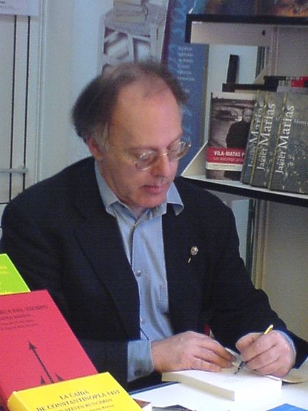 Javier Marias signing a book at a signing