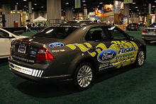 The 2010 Ford Fusion Hybrid promotional vehicle involved in the 1000 Mile Challenge 2010 Ford Fusion Hybrid WAS 2010 8962.JPG