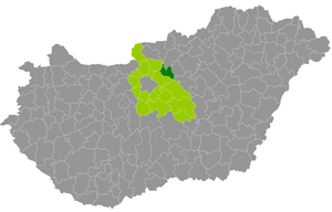 okres Aszód na mapě Maďarska