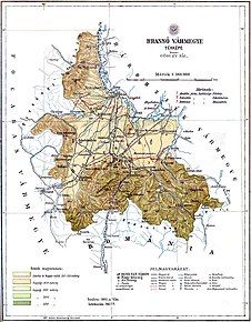 Poziția localității Comitatul Brașov (Brassó)