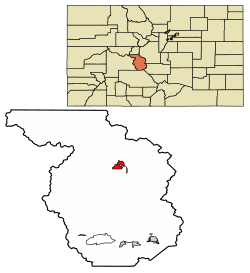 Location of the Town of Buena Vista in Chaffee County, Colorado.