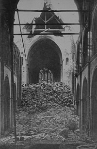 The collapse of the spire in 1861 Chichester Cathedral Spire Collapse 1861.jpg