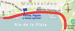 El circuito en la avenida Rambla de Montevideo.