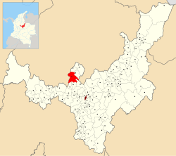 Location of the municipality and town of Moniquirá in the Boyacá Department of Colombia.
