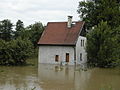 Zadní Třebaň-Chata u Berounky - záplavy 2002 - Voda stoupá