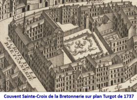 Couvent de Sainte-Croix de-la-Bretonnerie sur plan Turgot de 1737