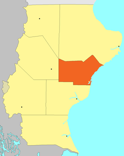 Location of Magallanes Department in Santa Cruz Province.