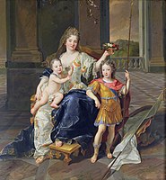 The Duchess of La Ferté-Senneterre with the Duke of Anjou on her lap and the Duke of Brittany, 1710