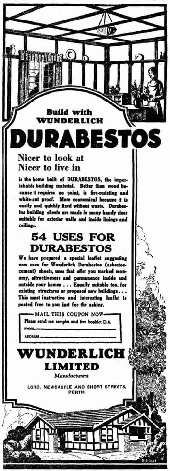 English: Advertisement for "Durabestos"