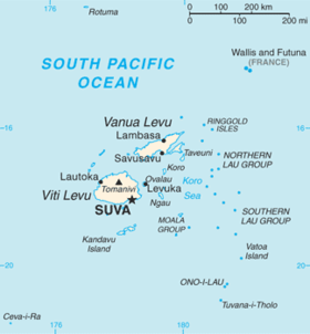 Les Fidji et l'archipel de Kadavu au sud.
