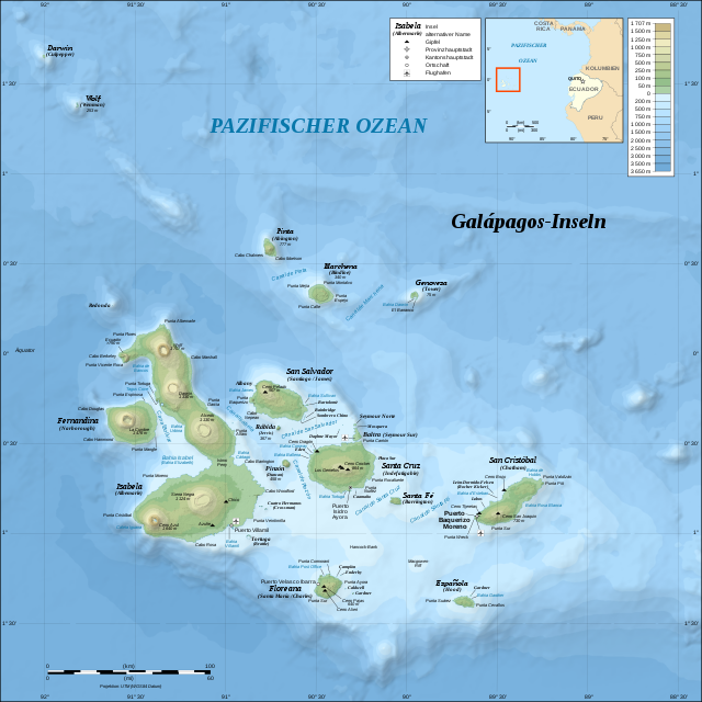 Kaart van die Galápagos-eilande