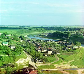 Вид на Тетерино с колокольни Успенского собора на фотографии С. М. Прокудина-Горского сделанной в 1910 году.