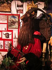 Sculpture of the Horned God of Wicca found in the Museum of Witchcraft in Boscastle, Cornwall Horned God.JPG