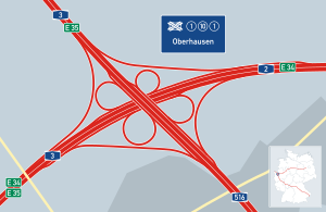 Übersichtskarte Autobahnkreuz Oberhausen