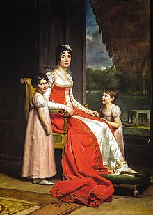 Julie Clary et ses enfants, par François Gérard, 1808, huile sur toile, 200 × 144 cm, Dublin, National Gallery of Ireland.