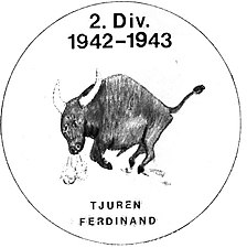 Divisionsemblem (tjuren Ferdinand) åren 1942–1943.