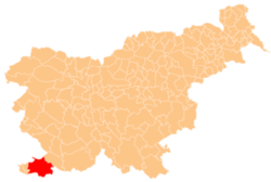 Localização do município de Koper na Eslovênia
