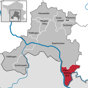 Poziția Kleinblittersdorf pe harta districtului Saarbrücken