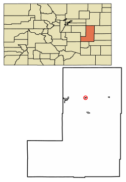 Location of the Town of Genoa in Lincoln County, Colorado.