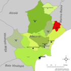 Расположение муниципалитета Агвас-де-Бусот на карте провинции