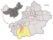Location of Karakash within Xinjiang (China).png