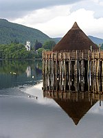 A reconstructed crannóg in Scotland