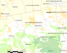 Mapa obce Saint-Siméon-de-Bressieux
