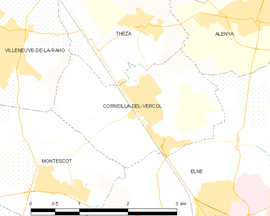 Mapa obce Corneilla-del-Vercol