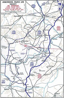 Карта немецкого Лисского наступления 1918 года.