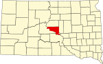 State map highlighting Hughes County