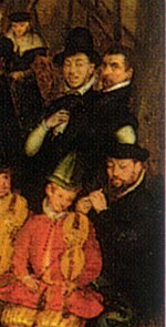 Exiled Flemish artists in England? Detail of A Fete at Bermondsey. Joris Hoefnagel Fete at Bermondsey c 1569 detail.jpg