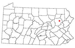 ペンシルベニア州におけるウィルクスバリの位置の位置図