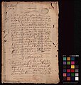 Instrumento com o traslado de uma petição e justificação de testemunhas para se provar um levantamento do gentio no engenho de Santa Ana dos Ilhéus, 1603