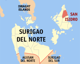 San Isidro na Surigao do Norte Coordenadas : 9°56'13"N, 126°5'19"E