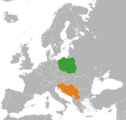 Mappa che indica l'ubicazione di Polonia e Jugoslavia