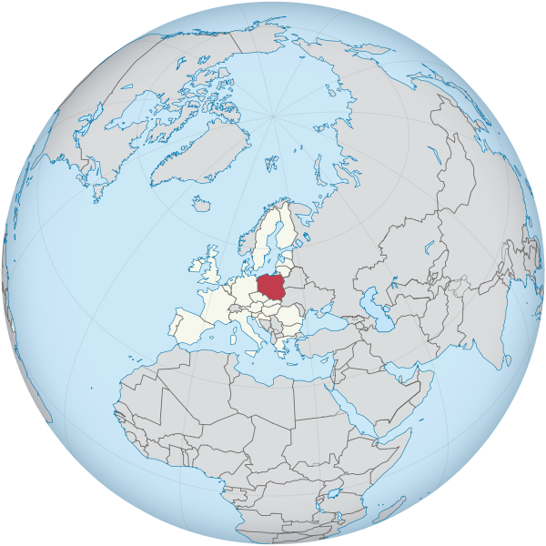 Plik:Poland in the European Union on the globe (Europe centered).svg
