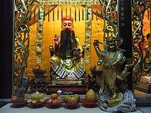 Zitong altar in a temple of Quanzhou, Fujian. To his left there is a statue of Kuixing. Quanshan Tudi Gong Gong - statues - DSCF8317.JPG