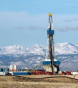 A drilling rig near the Wind River Range.