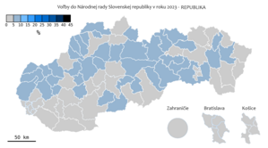 Mapa výsledkov strany REPUBLIKA