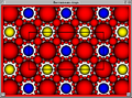 SnapPea's cusp view: the Borromean rings complement from the perspective of an inhabitant living near the red component.