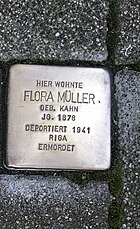 Stolperstein Düsseldorf 1 Carlstadt Berger Allee 3 Flora Müller