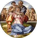 Michelangelos Tondo Doni (cirka 1506, 129 cm i diameter), Uffizierna.