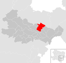 Poloha obce Traiskirchen v okrese Baden (klikacia mapa)