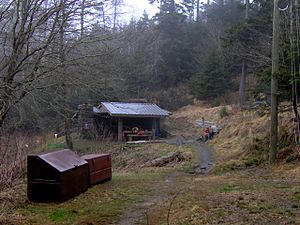 The Tricorner Knob Shelter, just below the sum...