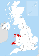 Западное и Северное телевидение Уэльса до 1964 года покрытие map.svg